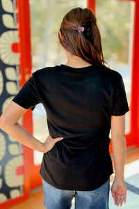 Butterfly & Mushroom Graphic Tee - Black