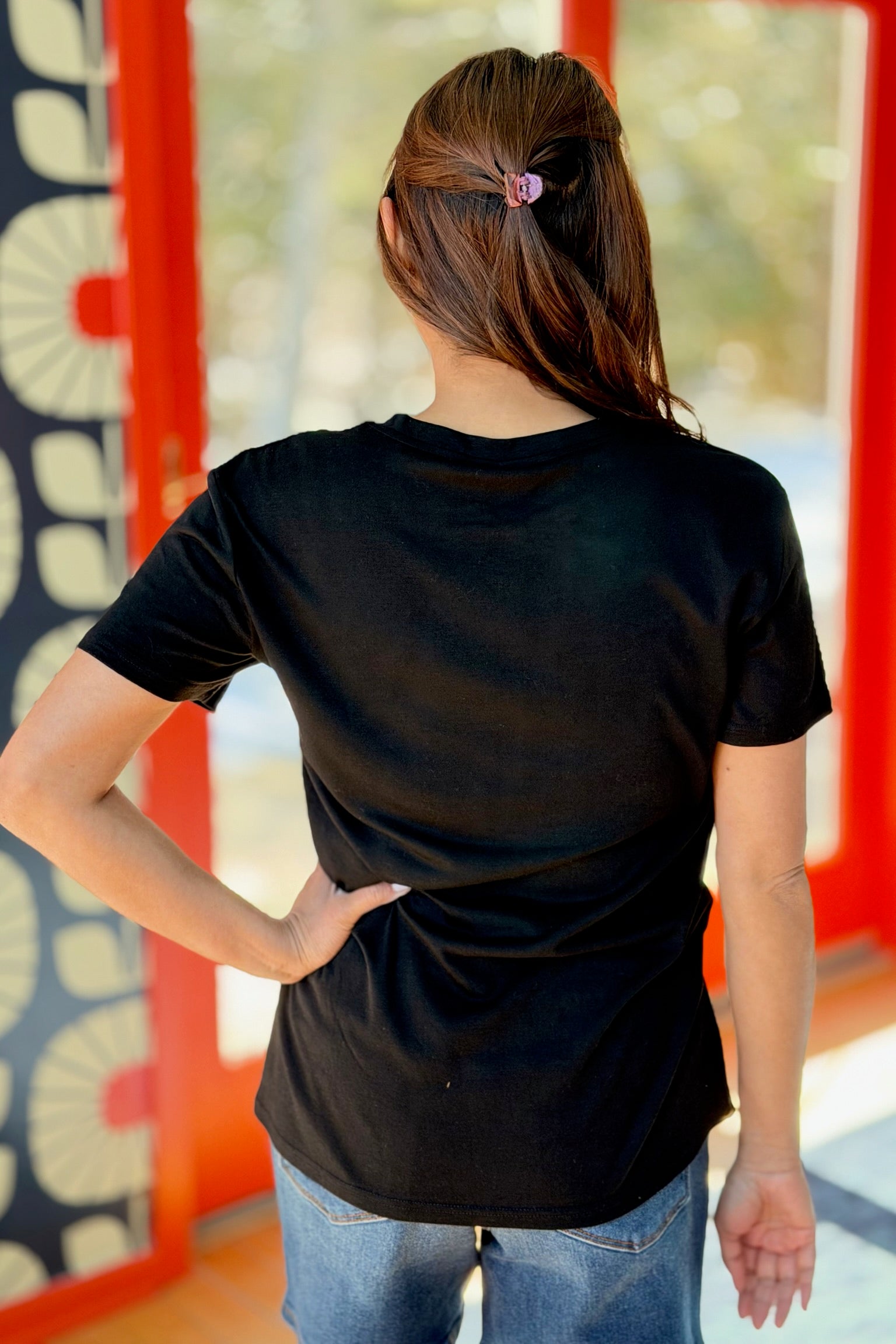 Butterfly & Mushroom Graphic Tee - Black