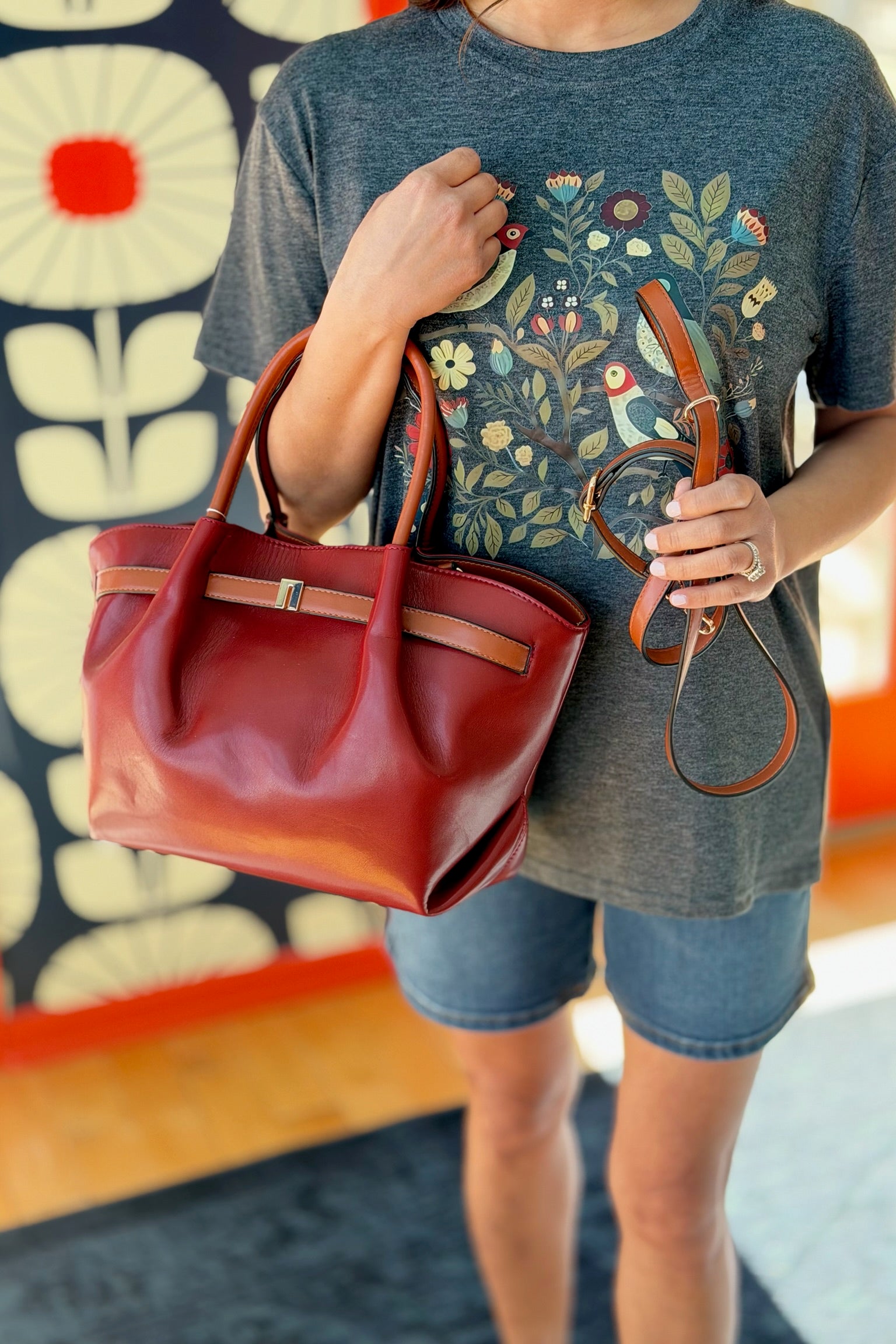 Teri Tote & Crossbody - Red Camel