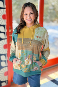 Patchwork Vintage Print Hoodie