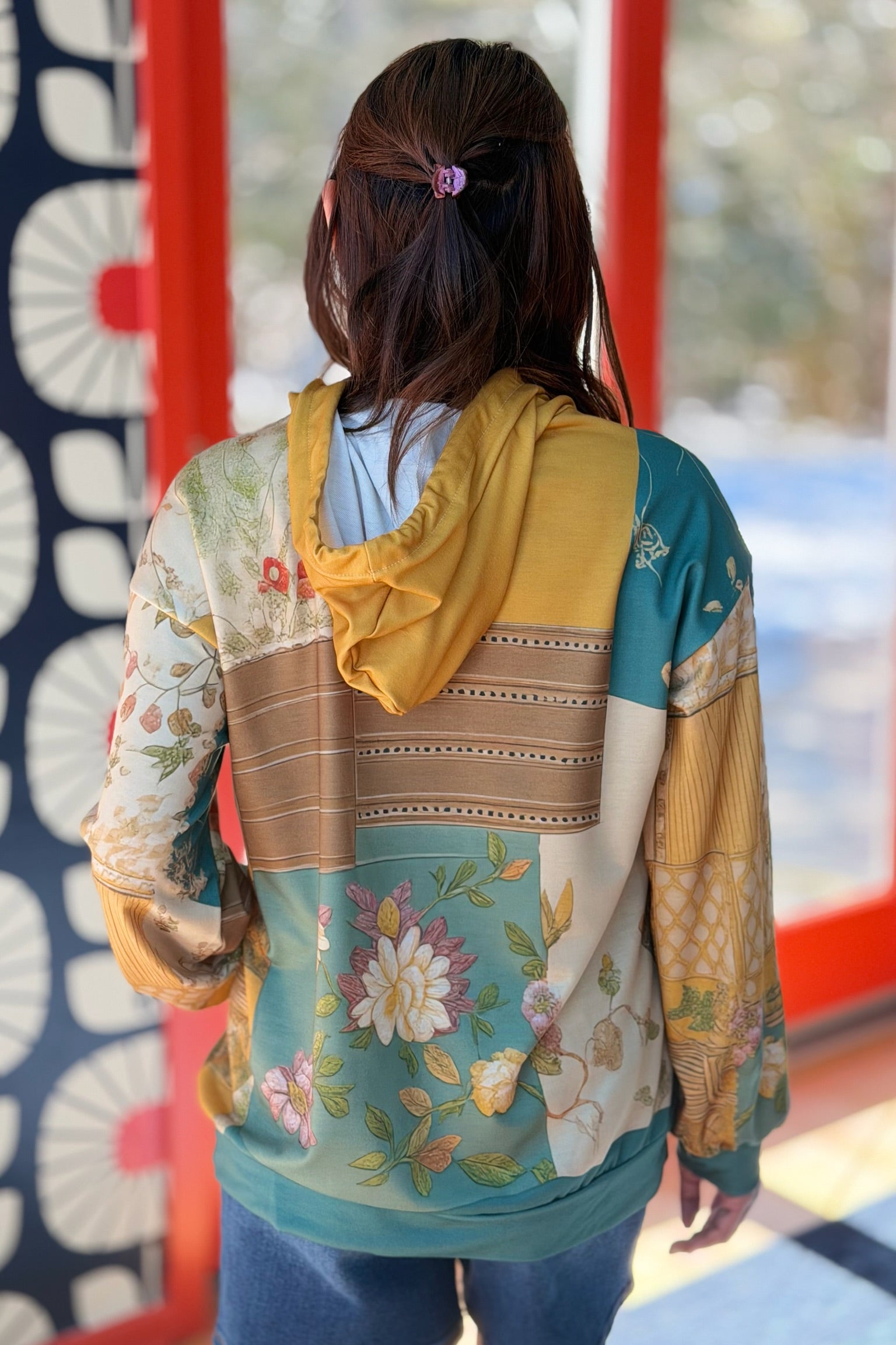 Patchwork Vintage Print Hoodie