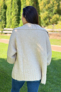 Ribbed Knit Open Cardigan - Oatmeal