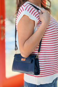 Striped Knit Sweater Top - Red