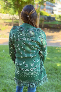 Bandana Fringe Cardigan - Green