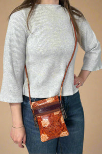 Hand-Painted Genuine Leather Crossbody - Magnolia