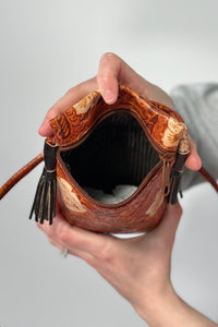 Hand-Painted Genuine Leather Crossbody - Magnolia