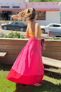 Color Block Maxi Dress - Pink