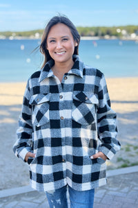 Plaid Jacket - Black & Cream