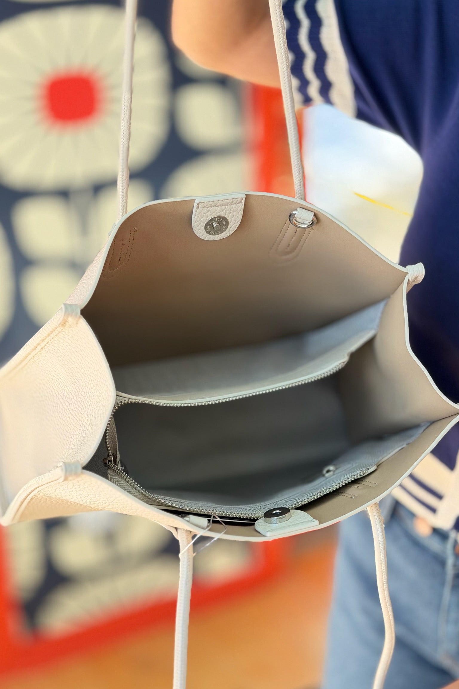 Whitney 3 Compartment Tote - White