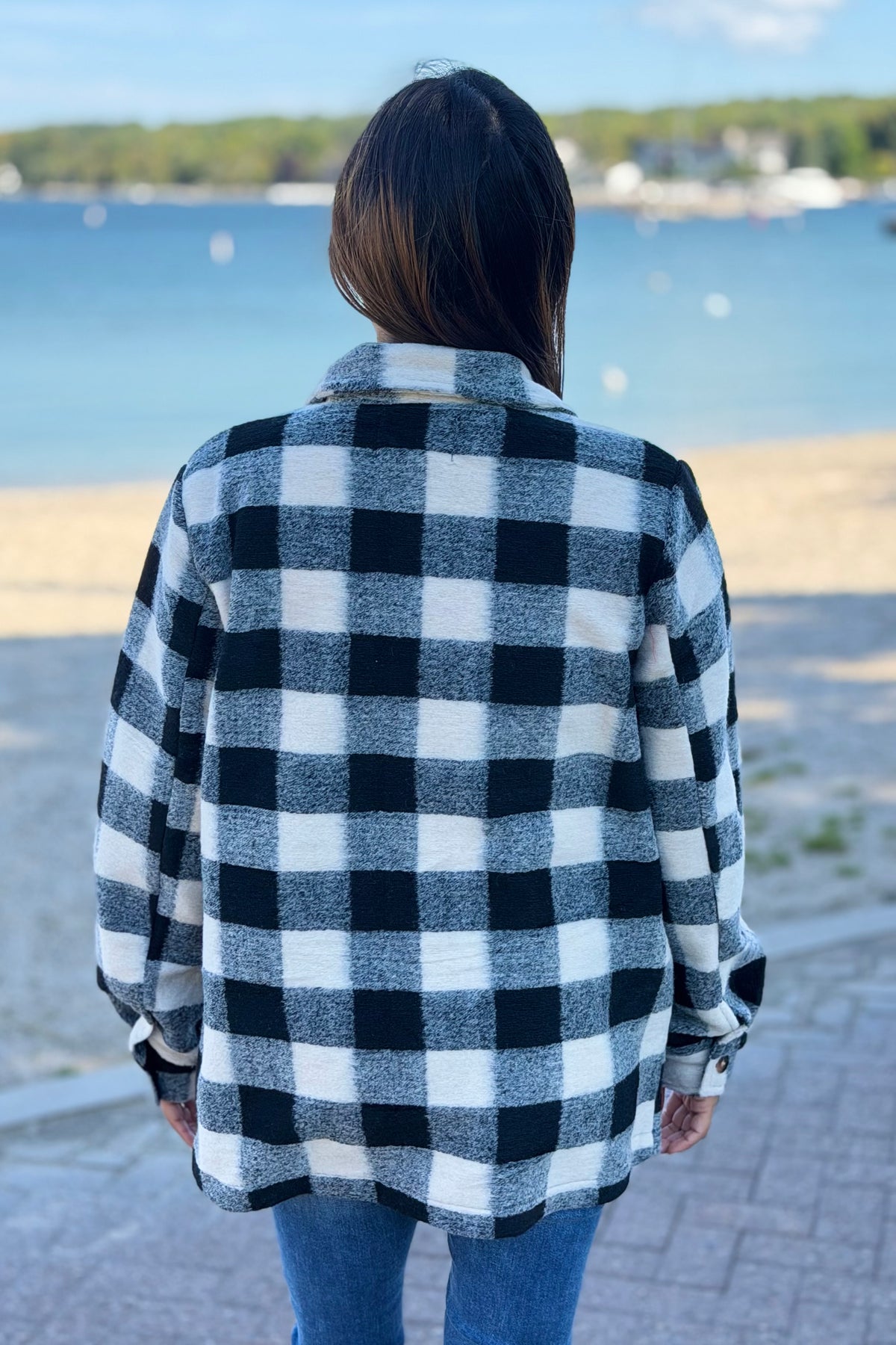 Plaid Jacket - Black & Cream