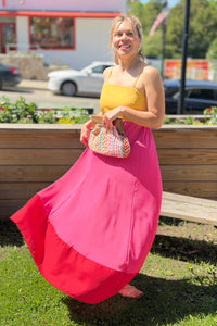 Color Block Maxi Dress - Pink