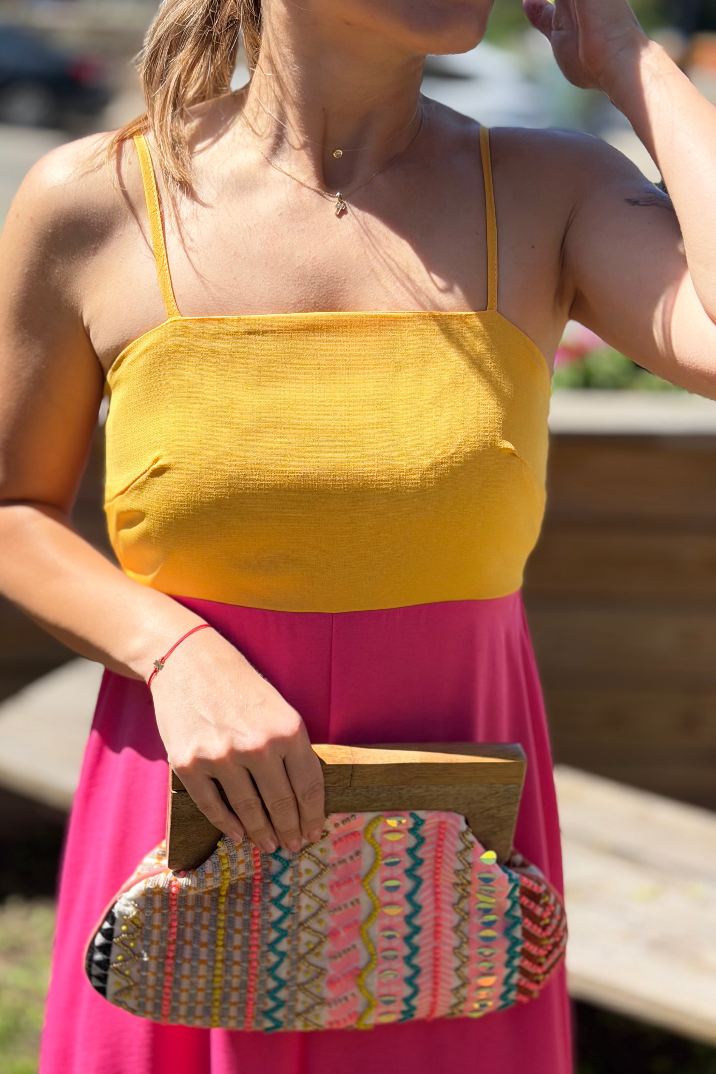 Color Block Maxi Dress - Pink