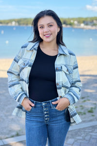 Plaid Jacket - Cream, Black & Gray
