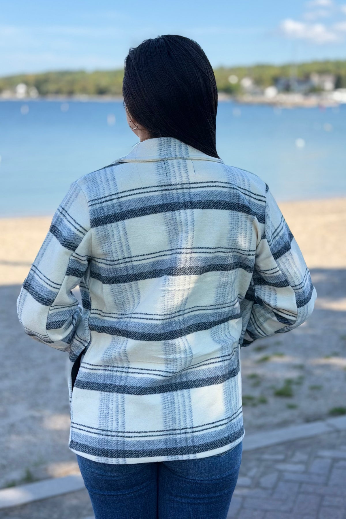 Plaid Jacket - Cream, Black & Gray