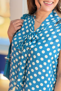 Polka Dot Bow Top - Blue