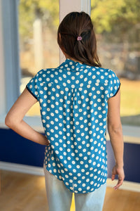 Polka Dot Bow Top - Blue