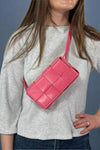 Woven Crossbody Waist Bag - Pink