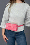 Woven Crossbody Waist Bag - Pink