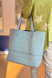 The Taylor Tote - Light Blue Suede