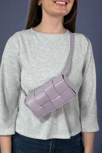 Woven Crossbody Waist Bag - Lilac