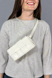 Woven Crossbody Waist Bag - White