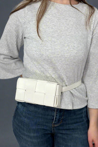 Woven Crossbody Waist Bag - White