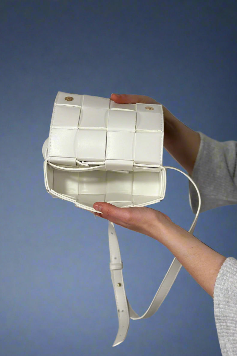 Woven Crossbody Waist Bag - White