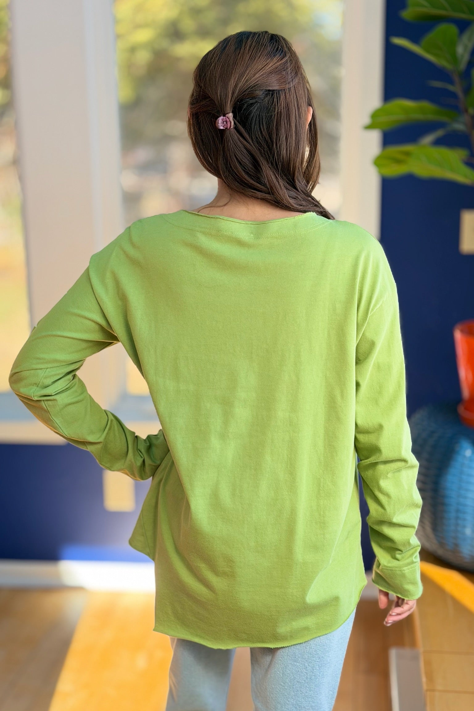 Star Asymmetrical Cotton Top - Pear Green