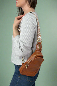 Crossbody Bag With Guitar Strap - Brown