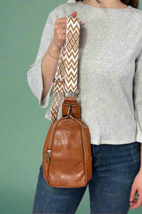 Crossbody Bag With Guitar Strap - Brown