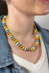 Colorful Wood Disk Bead Necklace - Multi
