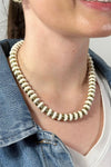 Colorful Wood Disk Bead Necklace - Ivory