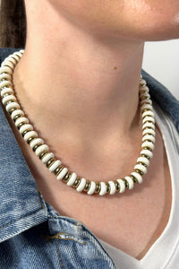 Colorful Wood Disk Bead Necklace - Ivory