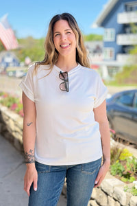 Textured Short Sleeve Top - White