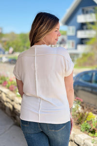 Textured Short Sleeve Top - White