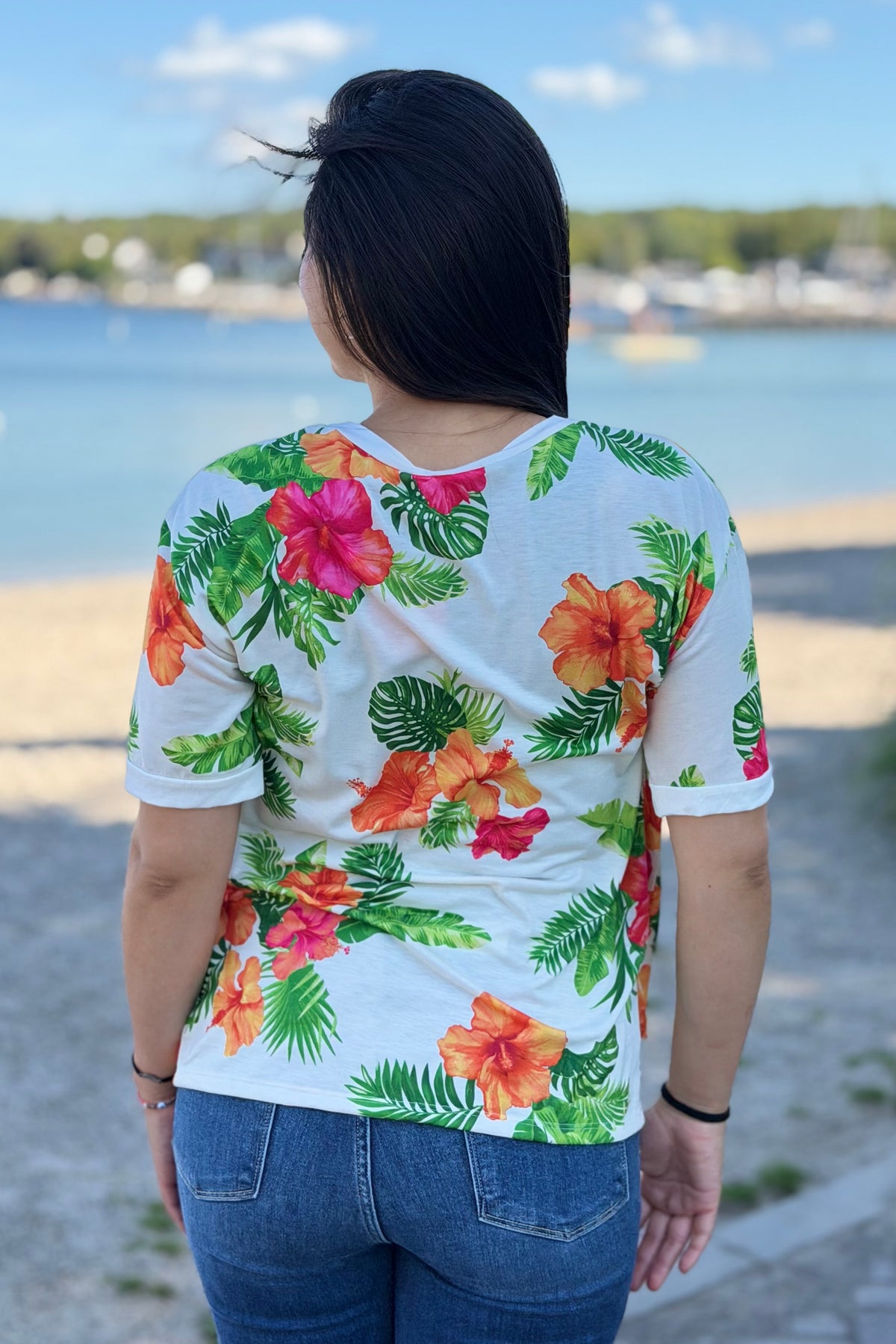 Tropical Hibiscus Boxy Tee