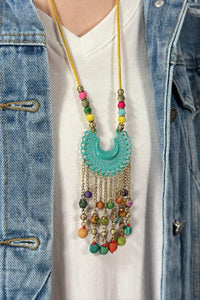 Abstract Beaded Pendant Necklace