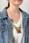 Handmade Beaded Fabric Arch Pendant Necklace