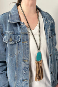 Ball Bead Necklace with Pendant & Accent Tassel