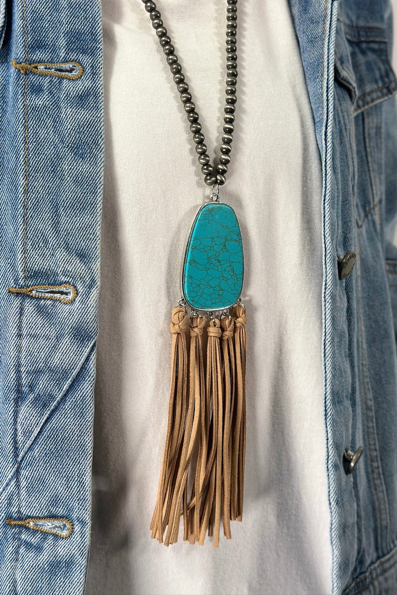 Ball Bead Necklace with Pendant & Accent Tassel