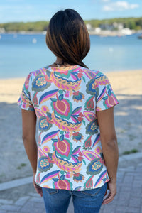 Floral Short Sleeve Crew Neck Top