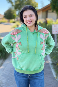 Floral Patchwork Hoodie - Green