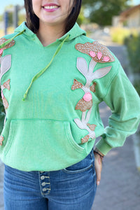 Floral Patchwork Hoodie - Green