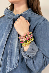 9-Layered Stack Bracelet - Pink