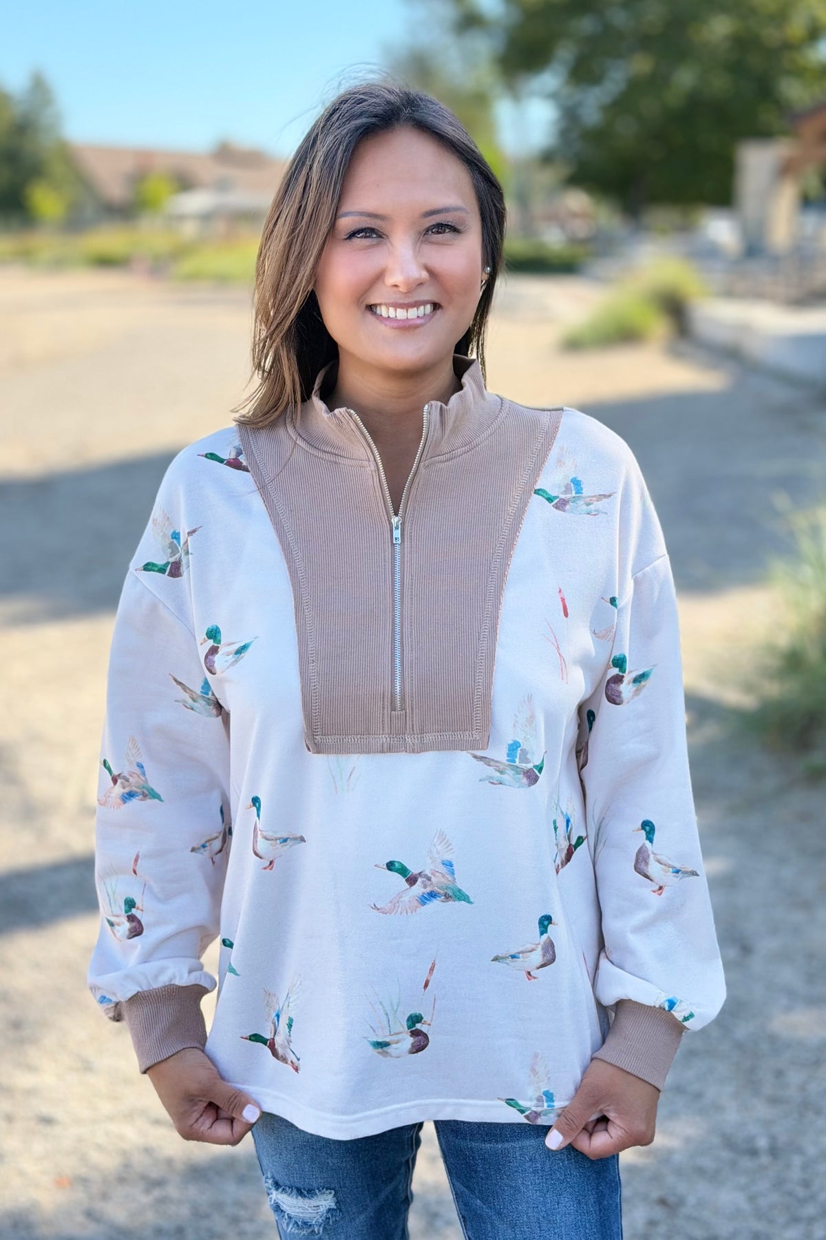 Mallard Patchwork Zipper Top