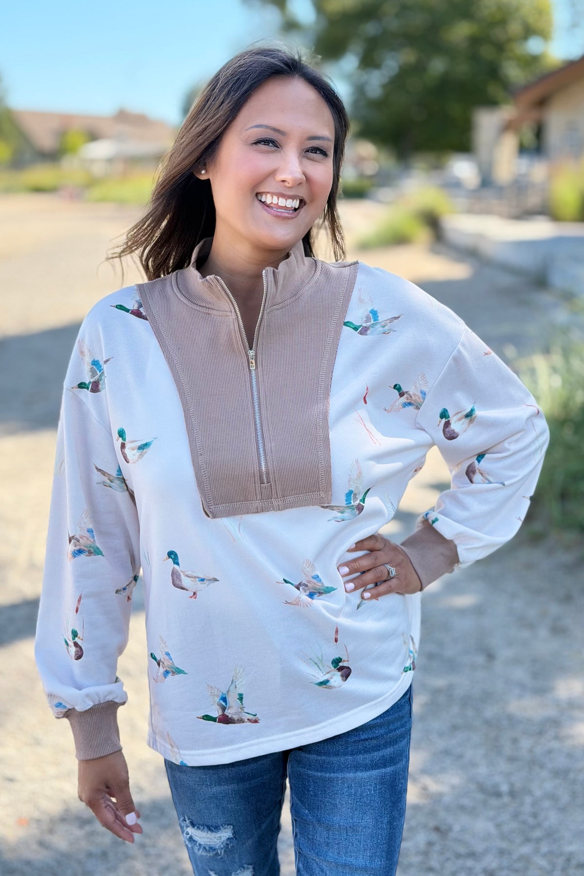 Mallard Patchwork Zipper Top