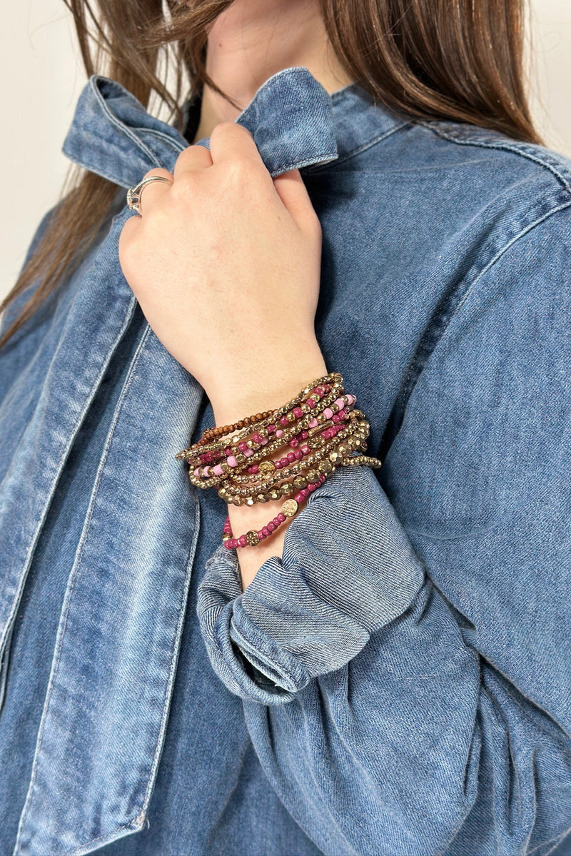 12 Layered Stretch Bracelet Set - Purple