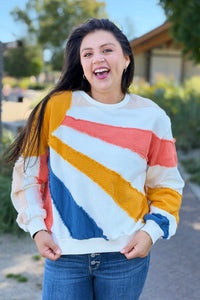Mixed Fabric Sun Patchwork Sweatshirt