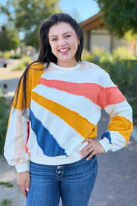 Mixed Fabric Sun Patchwork Sweatshirt