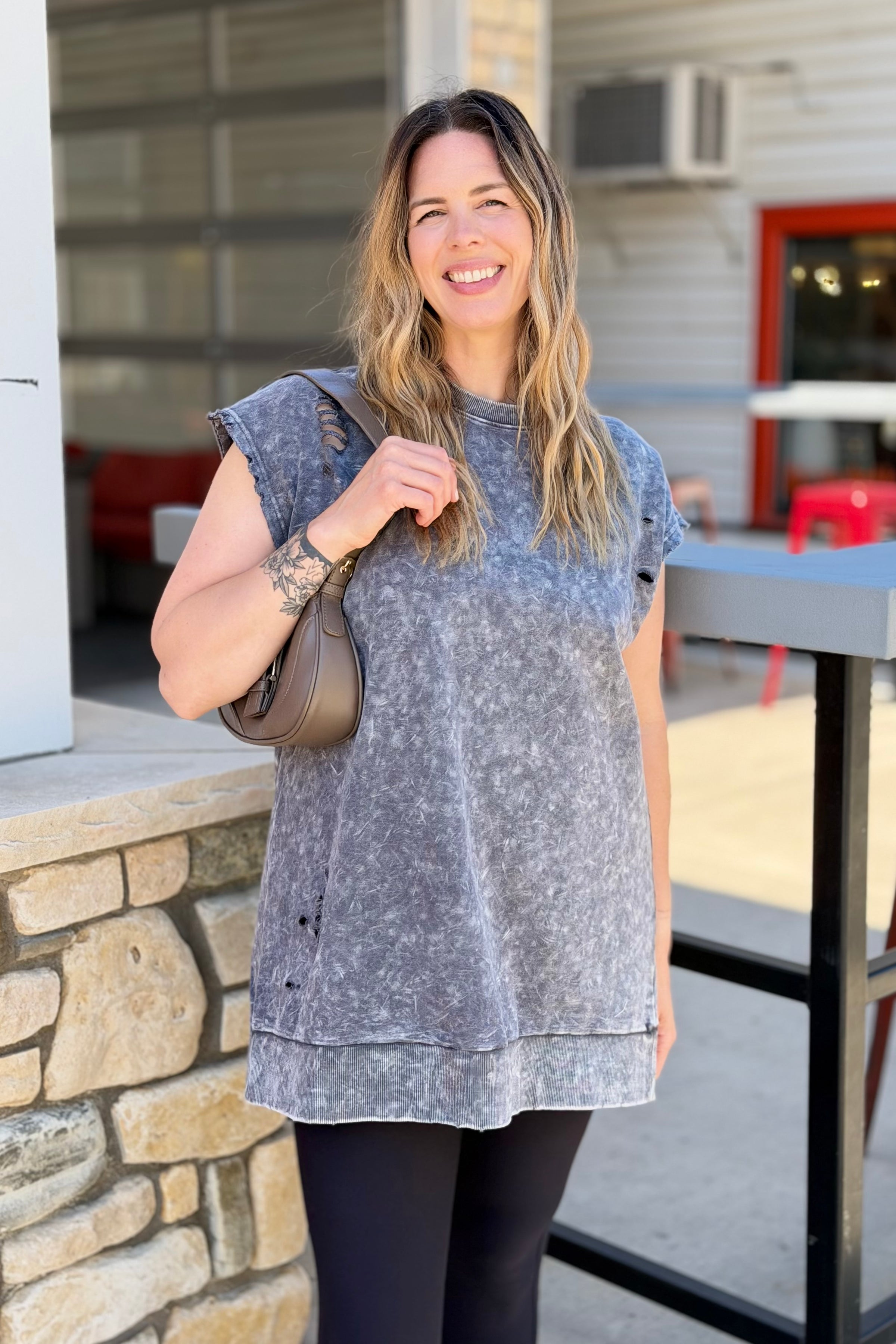 Sleeveless Rugged Edge Top - Washed Army